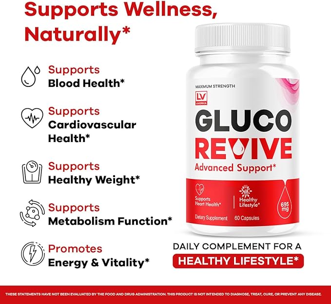 (2 Pack) Gluco Revive Capsules - Official GlucoRevive Advanced Formula Support Pills - Maximum Strength Natural Gluco Revive Vitamins for Overall Health &amp Wellness Reviews 120 Capsules for 2 Mon