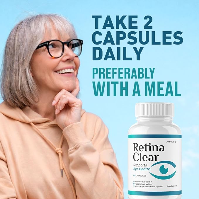 (2 Pack) Retina Clear – Retina Clear Eye Supplement Capsules Reviews Official RetinaClear Vision Support Pills Health Natural Ingredients Vitamin Advanced Formula 120 Capsules for 2 Months