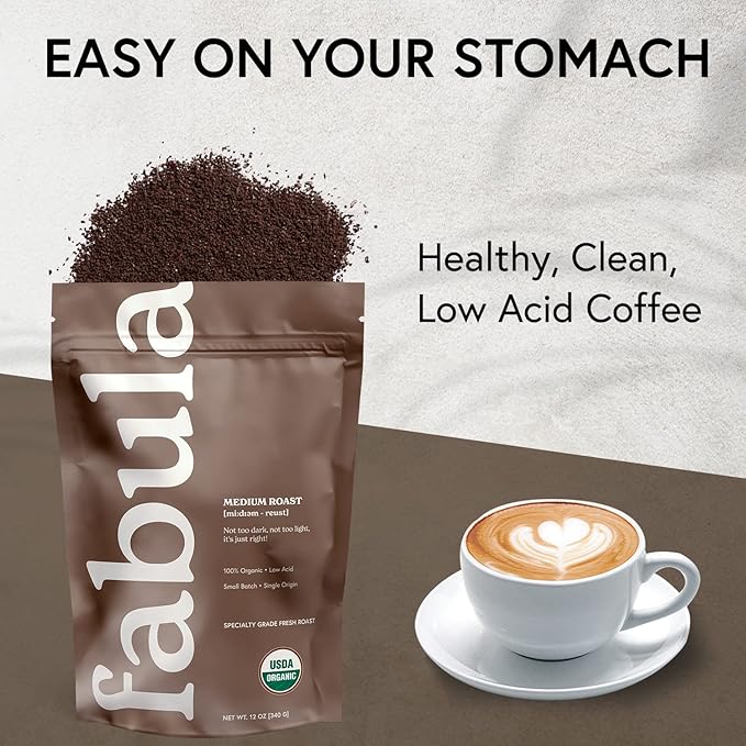 Fabula Organic Coffee Freshly Grounded - Medium and Light Roast - 2 Bag Bundle