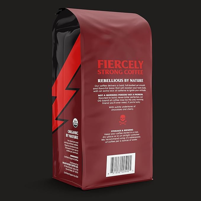 Death Wish Coffee Co. Ground Coffee Bundle Includes 1 Pack of Dark Roast (16 oz) and 1 Pack of Medium Roast (16 oz)