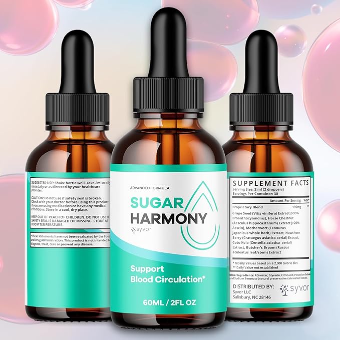 (3 Pack) Sugar Harmony Drops Official SugarHarmony Liquid Drops with All Natural Ingredients Advanced Formula Support Supplement with Maximum Strength Premium Vitamins for Women &amp Men (90 Servin