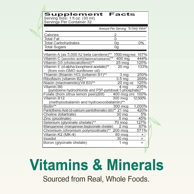 Vital Earth Minerals Super Multi 2-Pack – Liquid Multivitamins for Women Men &amp Kids Liquid Vitamins with Fulvic Acid for Better Absorption MTHFR Support 32 Oz Ea + 1 Oz Cup