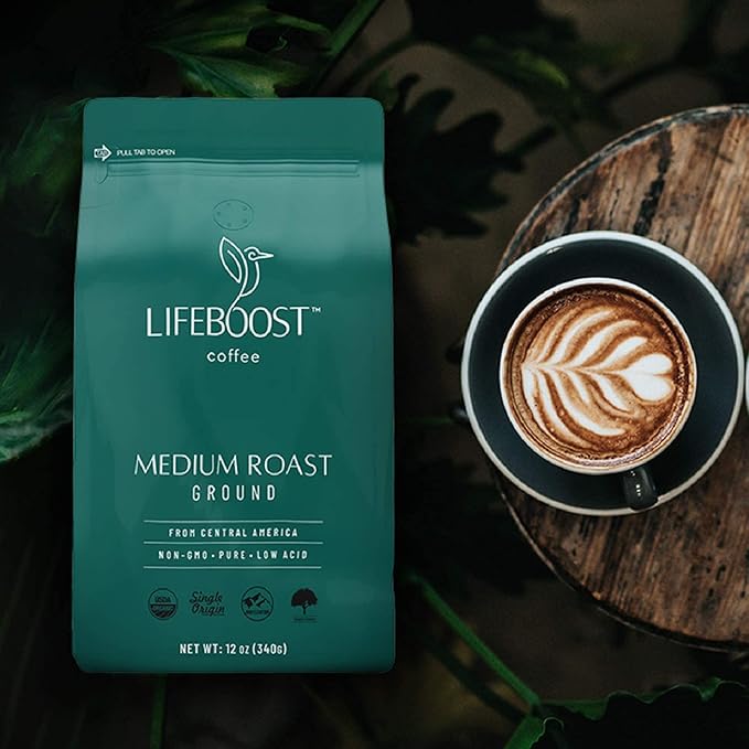 Lifeboost Coffee 3 Pack Medium Roast Ground Coffee - Low Acid Single Origin USDA Organic Coffee - Non-GMO Ground Coffee Third Party Tested For Mycotoxins &amp Pesticides - 12 Ounces