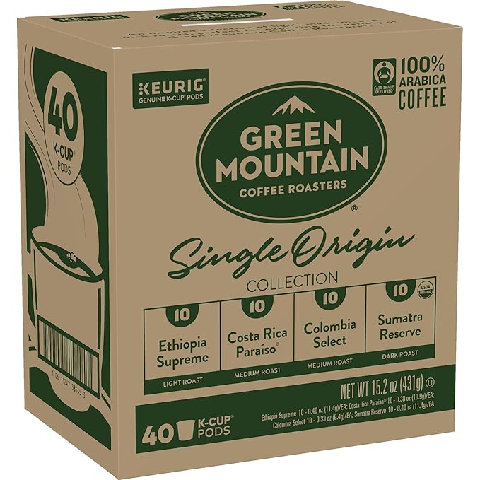 Keurig Green Mountain Coffee Roasters Single Origin Collection Variety Pack Single-Serve K-Cup Pods 40 Count