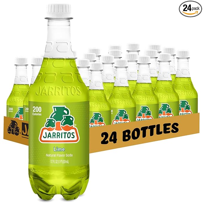 Jarritos - Mexican Soda Soft Drinks Lime (17.7 oz 524ml) 24 Bottles - Made with Real Cane Sugar - 0g Fat - Made in Mexico - Natural Flavor Soda Pop - Party &amp BBQ Beverages