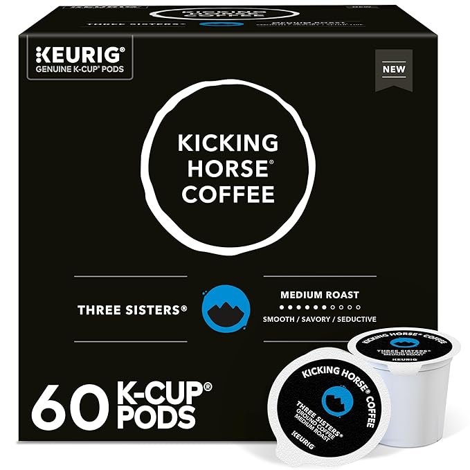 Kicking Horse Coffee Three Sisters Single Serve Keurig K-Cup Pods Medium Roast Coffee 60-Count Box