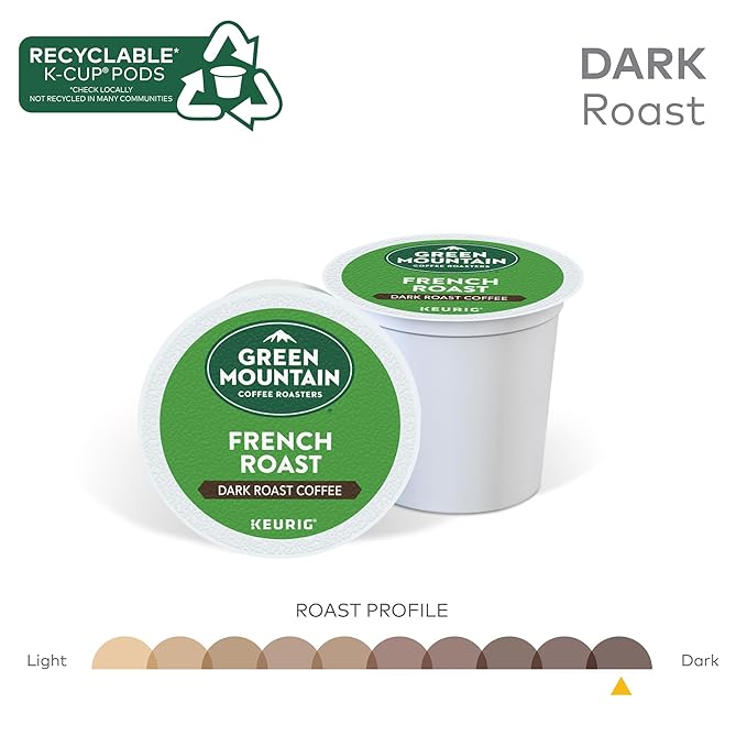 Green Mountain Coffee Roasters French Roast Keurig K-Cup Pods Dark Roast Coffee 60 Count (6 Packs of 10)