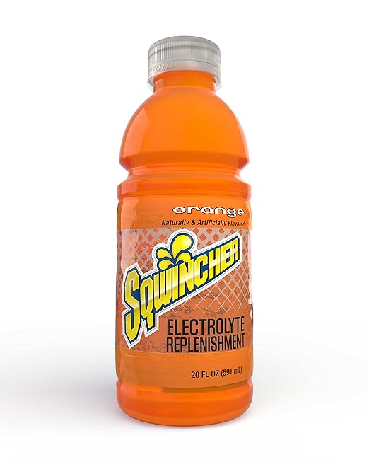 Sqwincher Activity Drink Bottles | Orange Flavored | Low Calorie | Low Sodium | Ready-To-Drink| Electrolyte Replenishment Hydration Drink | 20 oz (Case of 24)