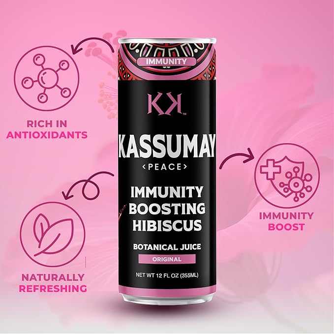 Kassumay Hibiscus Botanical Juice – Premium Plant-Based Wellness Beverage | Immune Support | Antioxidant-Rich | All-Natural | No Added Sugar| 12 Pack – 12 fl oz cans