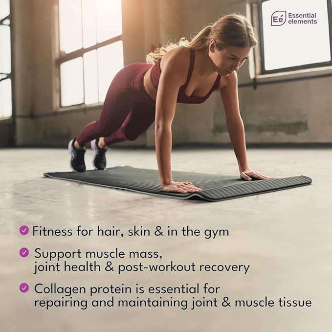 Essential Elements Hydrolyzed Collagen Peptides Powder for Men &amp Women - Joint Skin Hair &amp Nail Support - 15 Grams of Type I &amp III Grass-Fed Bovine Collagen - 30 Servings