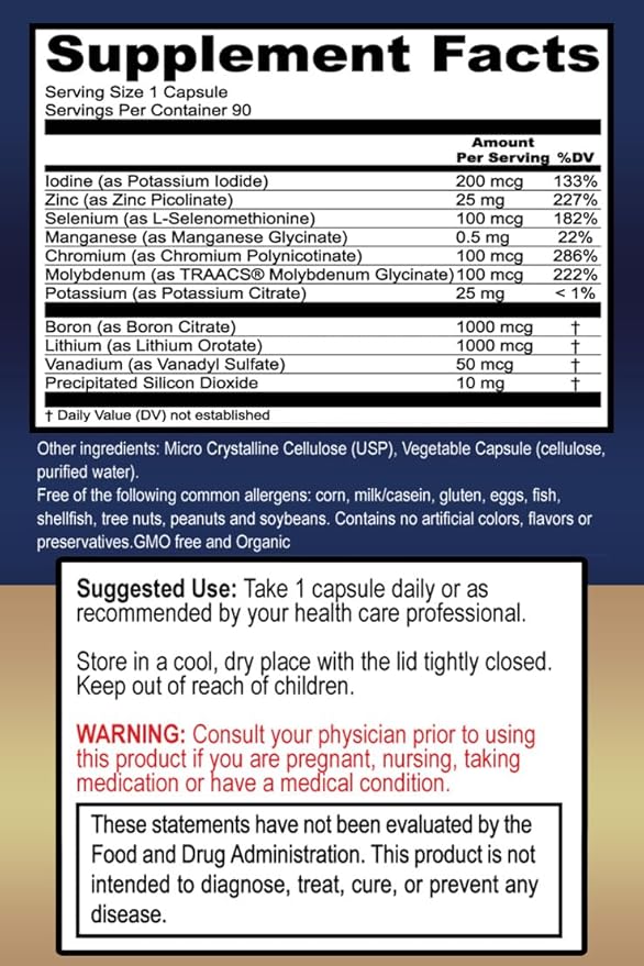 True Healing Naturals - True Minerals Supplement Promotes Gut &amp Heart Health 90 Vegetarian Capsules