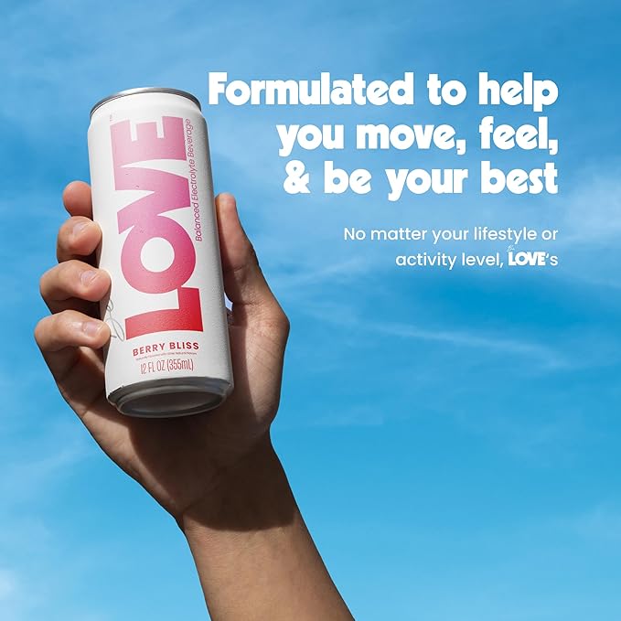 Be LOVE Lightly Flavored Electrolyte Beverage with Magnesium Potassium &amp Sodium - Purified Still Beverage for Daily Hydration Exercise Work &amp Wellness- Zero Sugar Gluten Free (Berry Bliss
