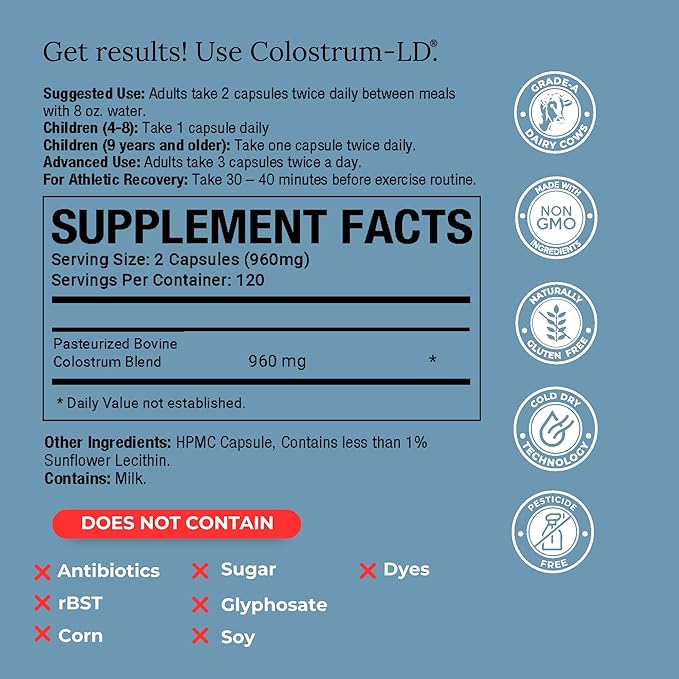 Colostrum-LD Colostrum Capsules - 120 Count - Liposomal Delivery