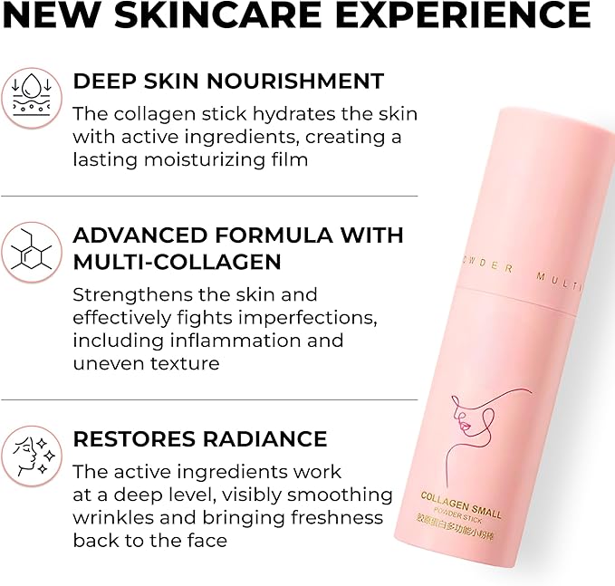 Compact Collagen Powder Stick – Firming &amp Rejuvenating Skincare Solution for Radiant Complexion – Nourishes Hydrates Smooths Wrinkles &amp Promotes Skin Vitality