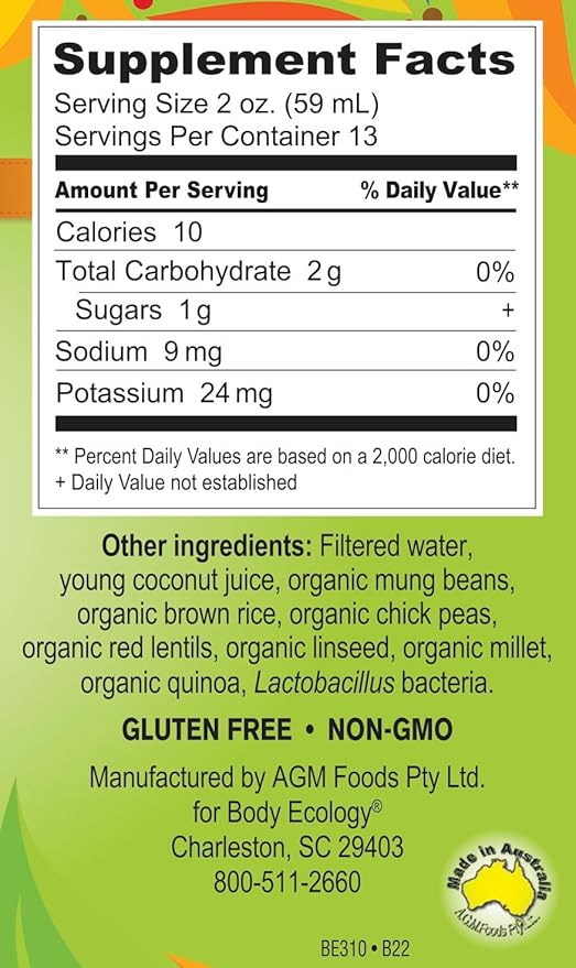 Body Ecology CocoBiotic | Naturally Fermented Liquid Probiotic | Dietary Supplement with Coconut Water | Non-GMO Probiotic Beverage for Digestive Support and Gut Health (25.36 Fl Oz.)