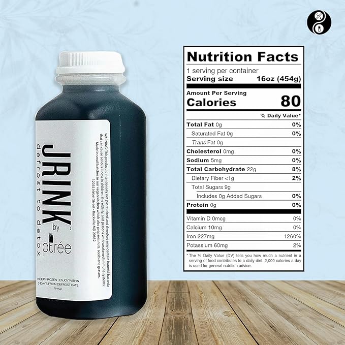 JRINK by Purée Black Magic Cold Pressed Juice Cleanse Organic Raw Fruit and Vegetable Detox Drink Healthy Cleanse No Preservatives Cold Press Juice 12 Bottles 16oz Each