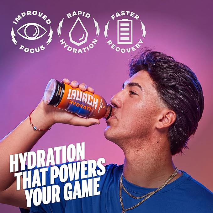 Sports Drink: Orange Flavor - 16.9 Oz (12 Pack) Energy Drink + Hydration Real Cane Sugar Electrolytes Cognizin for Focus Vitamin B12 Energy Boost L-Glutamine Hydration Formula No Artificial Swe