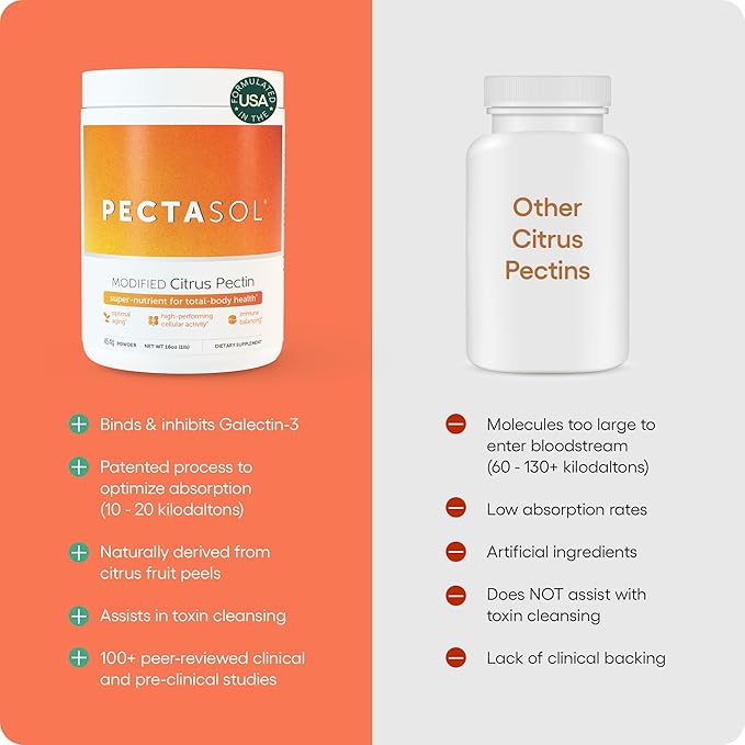PectaSol Modified Citrus Pectin – 150g Powder – Total-Body Health Supplement to Support The Heart Immune System Inflammation Response &amp Healthy Aging + Maintain Healthy Galectin-3 Levels
