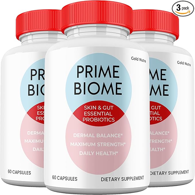 (3 Pack) Prime Biome Pills Prime Biome All Natural Supplement Skin and Gut Probiotics Capsules 3 Month Supply