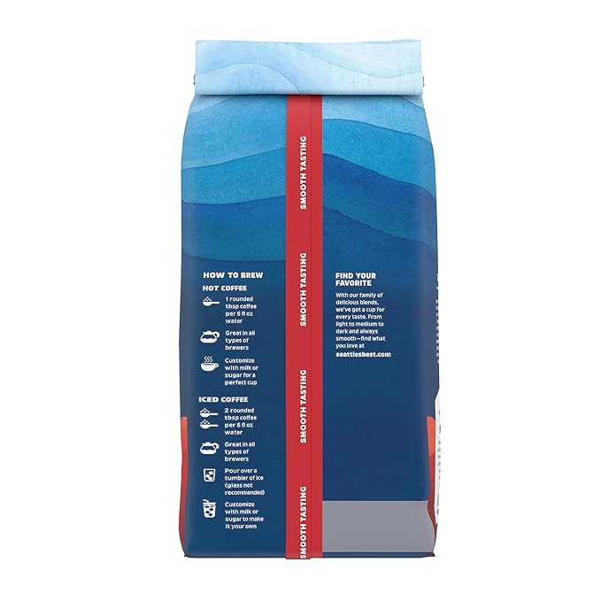 Seattle's Best Coffee Decaf Portside Blend Medium Roast Ground Coffee | 12 Ounce Bags (Pack of 6)