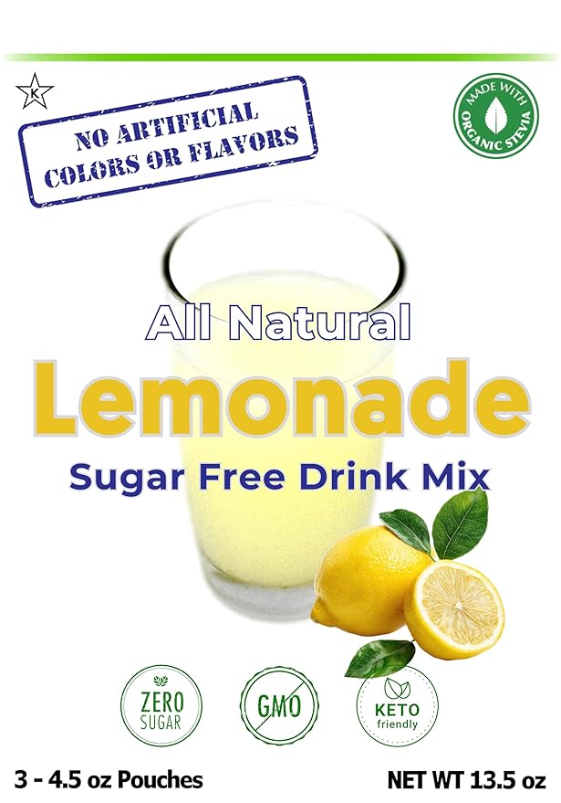 GramZero All Natural Lemonade Zero Calorie Sugar Free Drink Mix Great For Nutrition Club Loaded Tea Stevia Sweetened