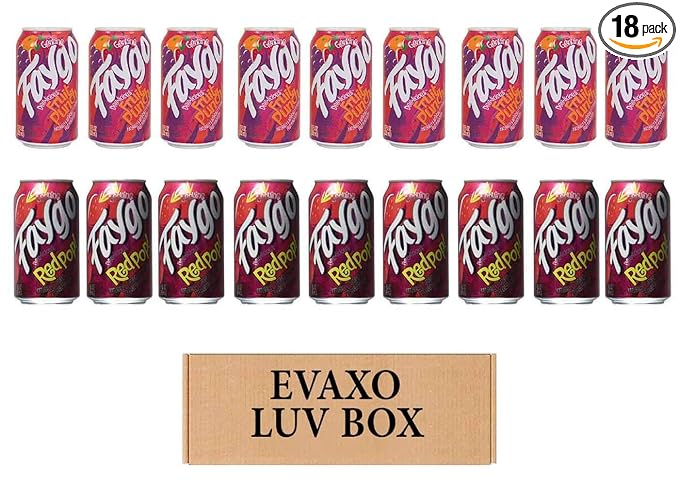 LUV BOX- variety faygo naturally flavored soda cans 12 oz. pack of 18  faygo fruit punch  faygo RED POP.by evaxo