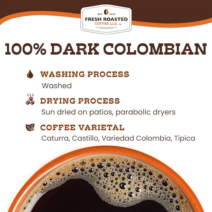 Fresh Roasted Coffee Dark Colombian Med-Dark Roast 72 Pods for K Cup Brewers