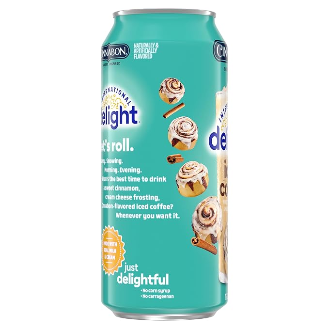 International Delight Iced Coffee Cinnabon® Grab and Go Coffee Drinks Made with Real Milk and Cream 15 FL OZ Can 12 Count