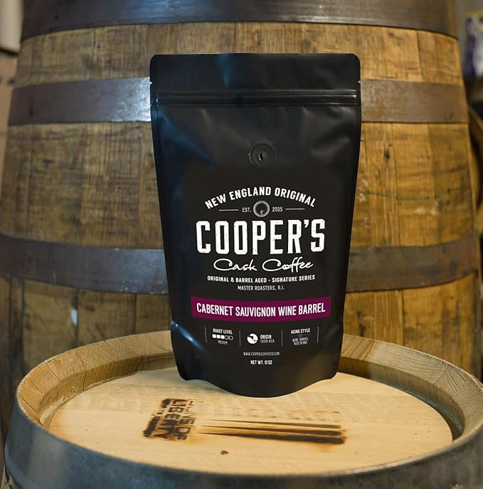 Cabernet Sauvignon Wine Barrel Aged Coffee | Costa Rica Beans Incredibly Complex &amp Smooth Roasted Fresh - Whole bean 12oz Bag