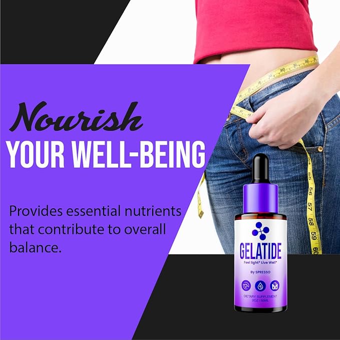(2 Pack) Gelatide Drops Advanced Gelatide Feel Light Live Well Supplement Loss Support Formula Official Gelatide Liquid Dropper for Active Lifestyle &amp Overall Wellness (4oz/120ml)