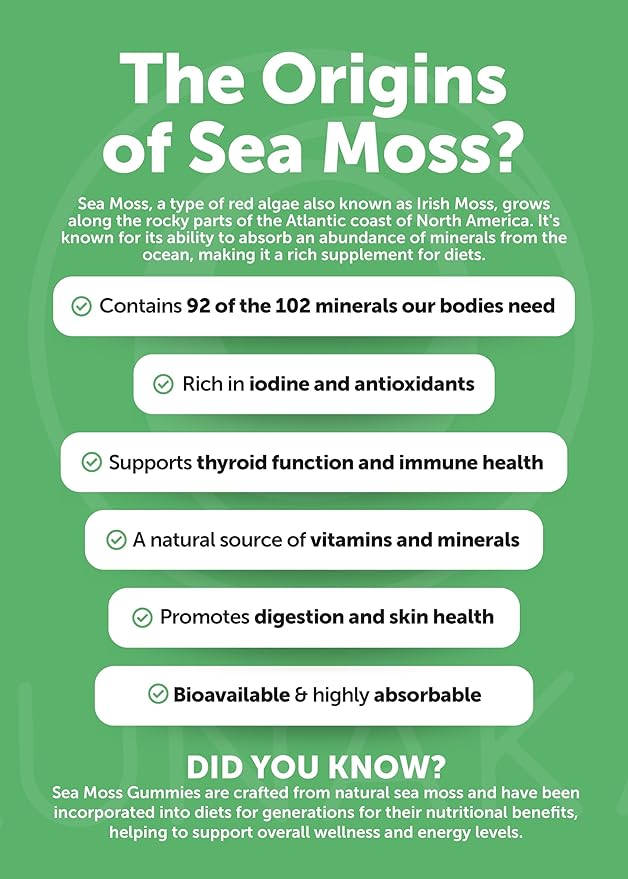 Lunakai USA Made Irish Sea Moss Capsules with Black Seed Oil Ashwagandha Burdock Root &amp Bladderwrack 60ct