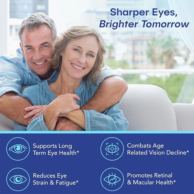 Eye Health Supplement – 14 Essential nutrients for Clear Vision Blue Light Protection and Long-Term Eye Health. Supports Clarity and Eye Wellness. 60 Capsules. (3 Pack)