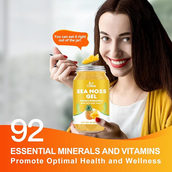 (28OZ Irish Sea Moss Gel Mango Pineapple Flavor - Natural Seamoss Gel with 92 Minerals and Vitamins - Non-GMO Gluten-Free Vegan - Immune Support