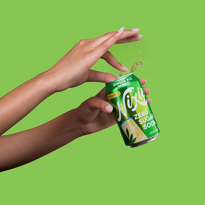 Nixie Organic Zero Sugar Soda Ginger Ale Healthy Soda Pop Non-GMO 0 Sugar 0 Calories Caffeine Free 12oz Cans (12 Pack)