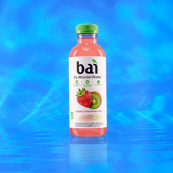 Bai Antioxidant Infused Water Beverage Kupang Strawberry Kiwi with Vitamin C and No Artificial Sweeteners 18 Fluid Ounce Bottle 12 Pack