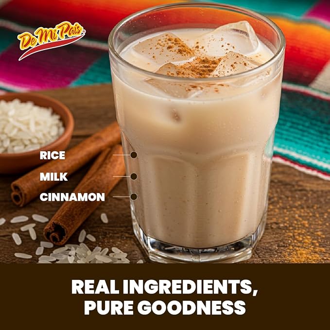 De Mi Pais Horchata Rice Milk Drink with Real Cinnamon Pieces Made with Real Ingredients for a Creamy Authentic Taste Shake Well for a Refreshing Beverage Perfect for Groceries 16.57 Fl Oz 6-Pac