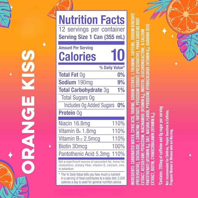 AIanni Energy Drinks Assorted Variety Pack Sugar Free Low Calorie Energy Drinks 200mg Caffeine Biotin B Vitamins Zero Sugar 10 Calories 12 Fl Oz Cans (Pack of 12)