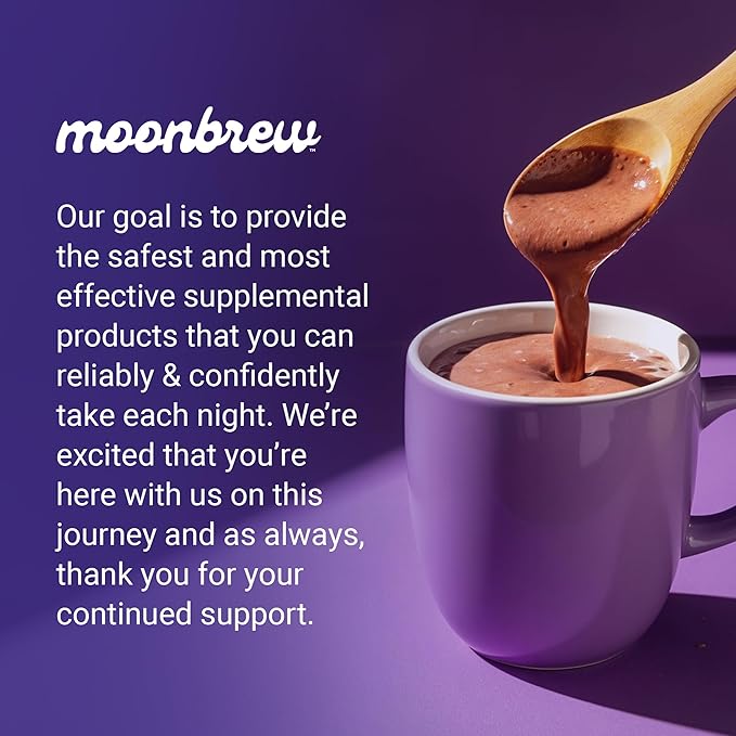 MoonBrew Nighttime Magnesium Coconut Chocolate Mix Natural Sleep Aid Drink Mix for Adults - Calming Melatonin-Free Sleep Support Powder with Magnesium Glycinate L-Theanine Chamomile &amp Zinc