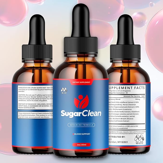 (2 Pack) Sugar Clean Drops Official SugarClean Health Support Drops with All Natural Ingredients Advanced Formula Sugar Clean Health and Wellness Supplement for Women and Men (60 Servings)