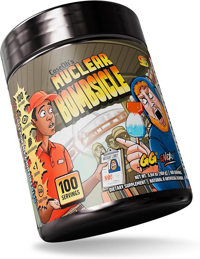 Gamer Supps GG Energy - CaseOh's Nuclear Bombsicle by CaseOh (100 Servings) - Keto Friendly Gaming Energy and Nootropic Blend Sugar Free + Organic Caffeine + Vitamins + Immune Support Powder Drink