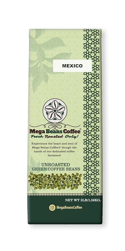 Unroasted Green Coffee Beans Mega Beans Coffee Specialty Grade Green Coffee Beans. (3 LB Mexico Marachi 3 Lb)