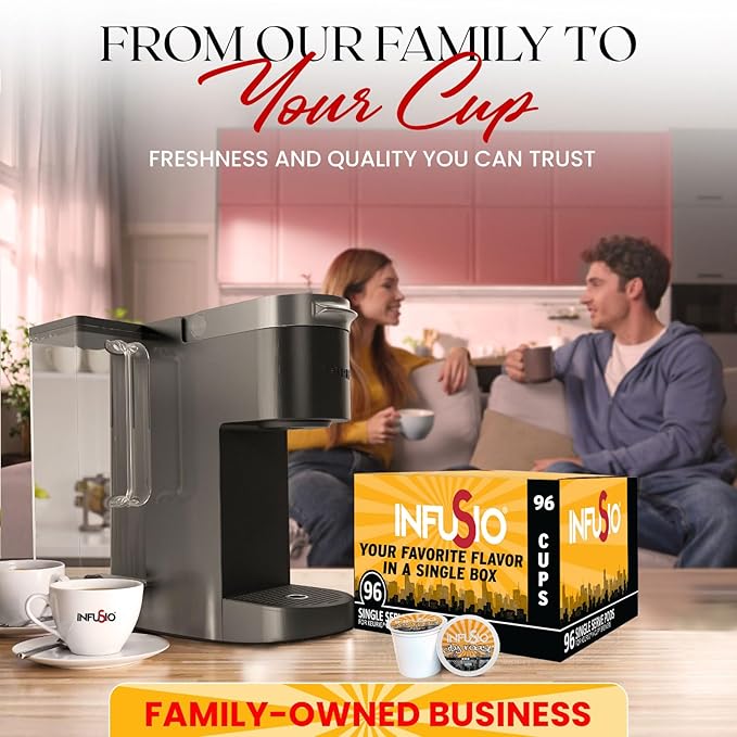 InfuSio Coffee Pods 96 Count City Roast Medium Roast Single Serve Coffee pods for Keurig K Cups Brewers - InfuSio Premium Roasted Keurig 2.0 Compatible