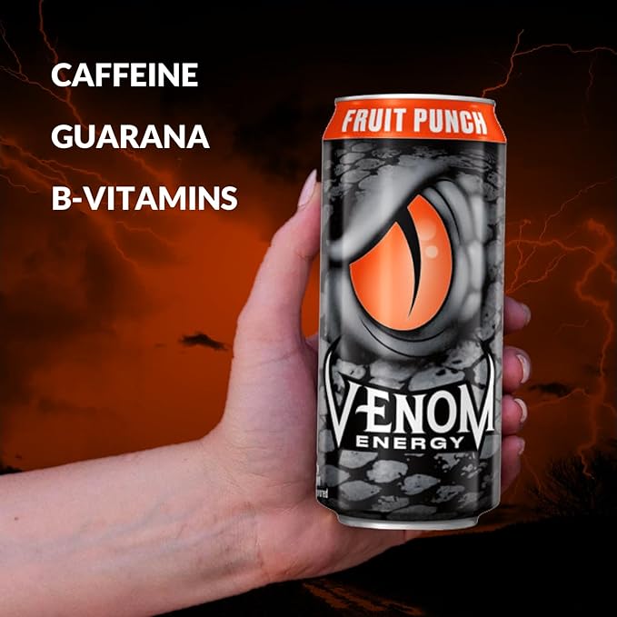 Venom Energy Drink Fruit Punch 0 Fat 160mg Caffeine 16 Fl Oz (Pack of 12) By LastFuel.