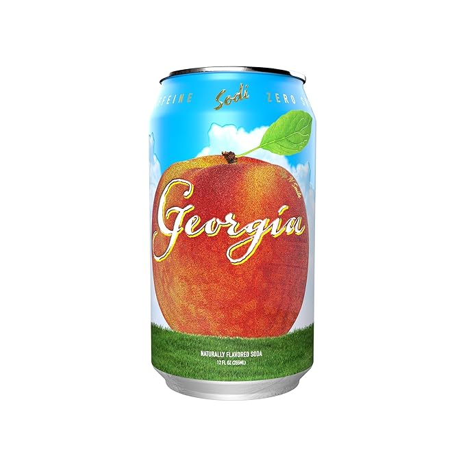 Sodi | Better For You Sparkling Soda Pop | Georgia | Zero Sugar | Zero Caffeine | Zero Colors or Dyes | Gluten Free | Naturally Flavored | 12fl oz Pack of 12 (12pk Georgia)