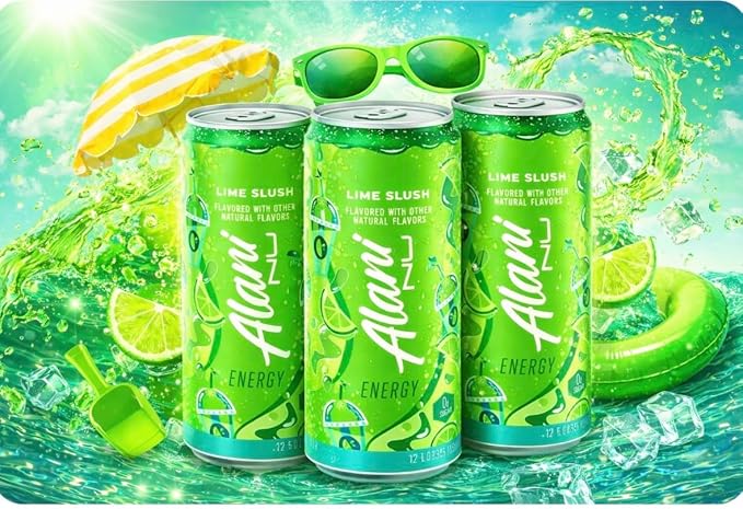Lime Slush Energy Drink – Sugar Free Low Calorie Energy Drinks - 12 fl oz Can (3 Pack)