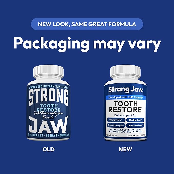 Tooth Restore for Adults with Remineralizing Gum Support 180 Capsules Made in USA - Teeth Vitamins for Strong Teeth Bone Health Supplement Calcium Vitamin D3 Hydroxyapatite Enamel Repair