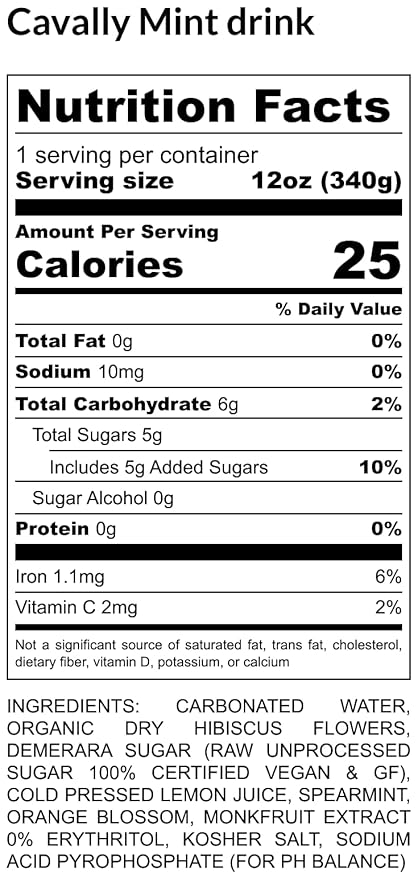 Hibisbloom Cavally Mint Organic Red Hibiscus Spearmint Lemon Lime Orange Blossom 8-Pack x 12oz Cans - 25 Calories. Slow Brew from Scratch 5000mg Hibiscus.