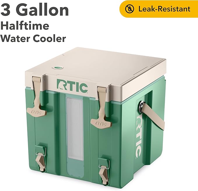 RTIC Halftime Water Cooler Portable Carrier Container Drink Beverage Dispenser Stackable with 2 Taps Bottleless BPA-Free for Sports Camping BBQ Parties Picnic &amp More Sage