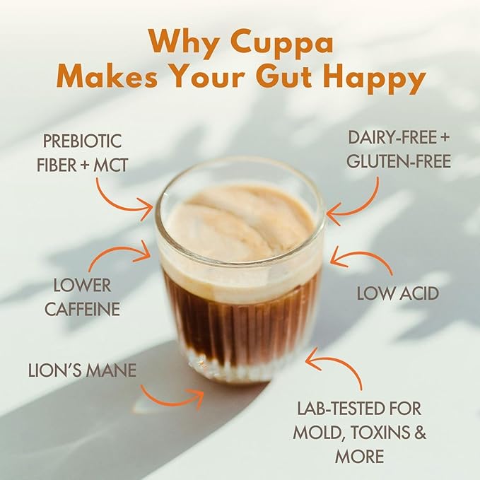 Cuppa Pumpkin Spice Mushroom Coffee with Adaptogens &amp Superfoods - Lion’s Mane Ashwagandha &amp Cordyceps. Adaptogens + MCT to support natural energy mental focus &amp gut health (30 Servings)
