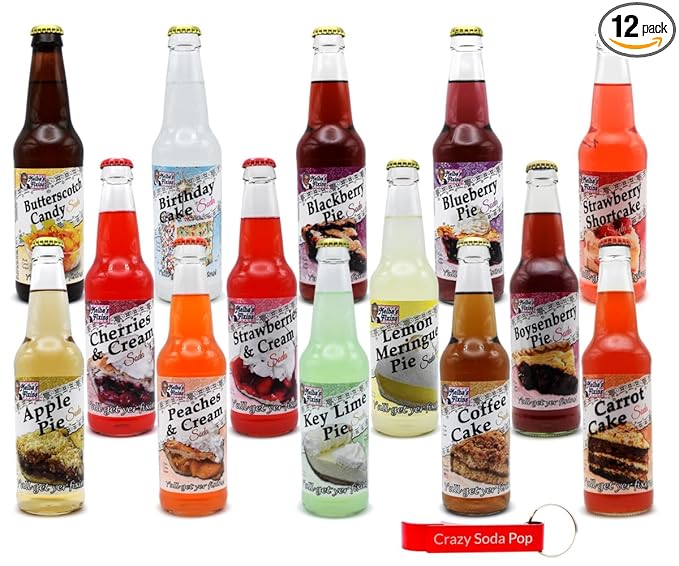 Generic Melba's Fixins Soda | 12 Pack of Unique Pie Flavored Soda Pop with Real Cane Sugar | 12 oz Glass Bottles in a Mixed 12 Pack Sampler with Crazy Soda Pop Bottle Opener